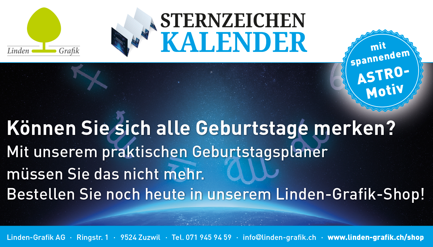 Linden Grafik – Kalender (Astro-Motiv)