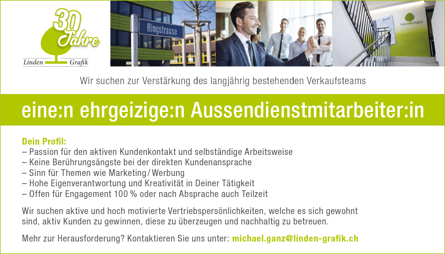 Linden-Grafik AG - Stelleninserat