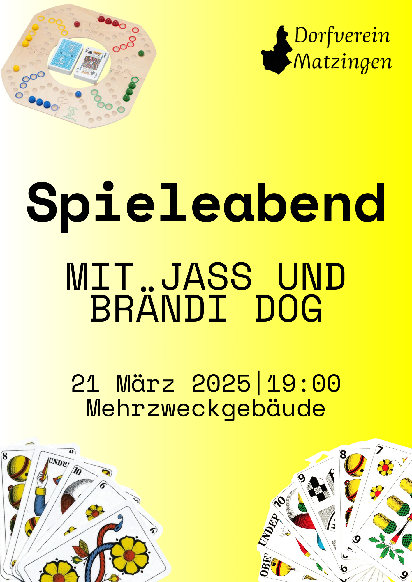 Logo - Dorfverein Matzingen: Plausch Spieleabend mit Jass und Brändi Dog